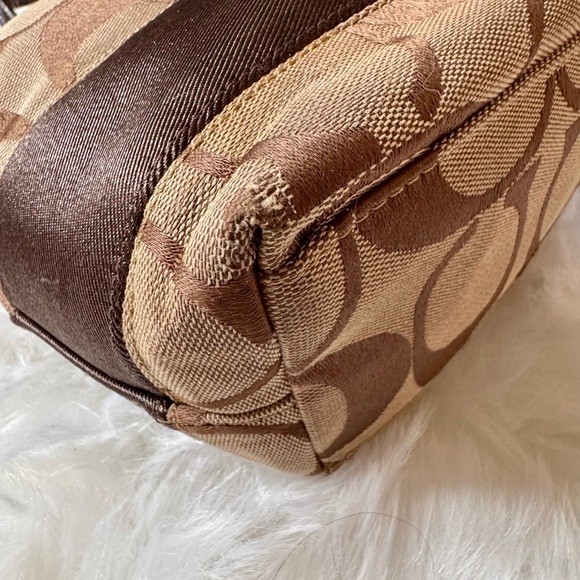 Coach Signature Stripe Tote Bag Brown and Tan Classic Style - Picture 6 of 15